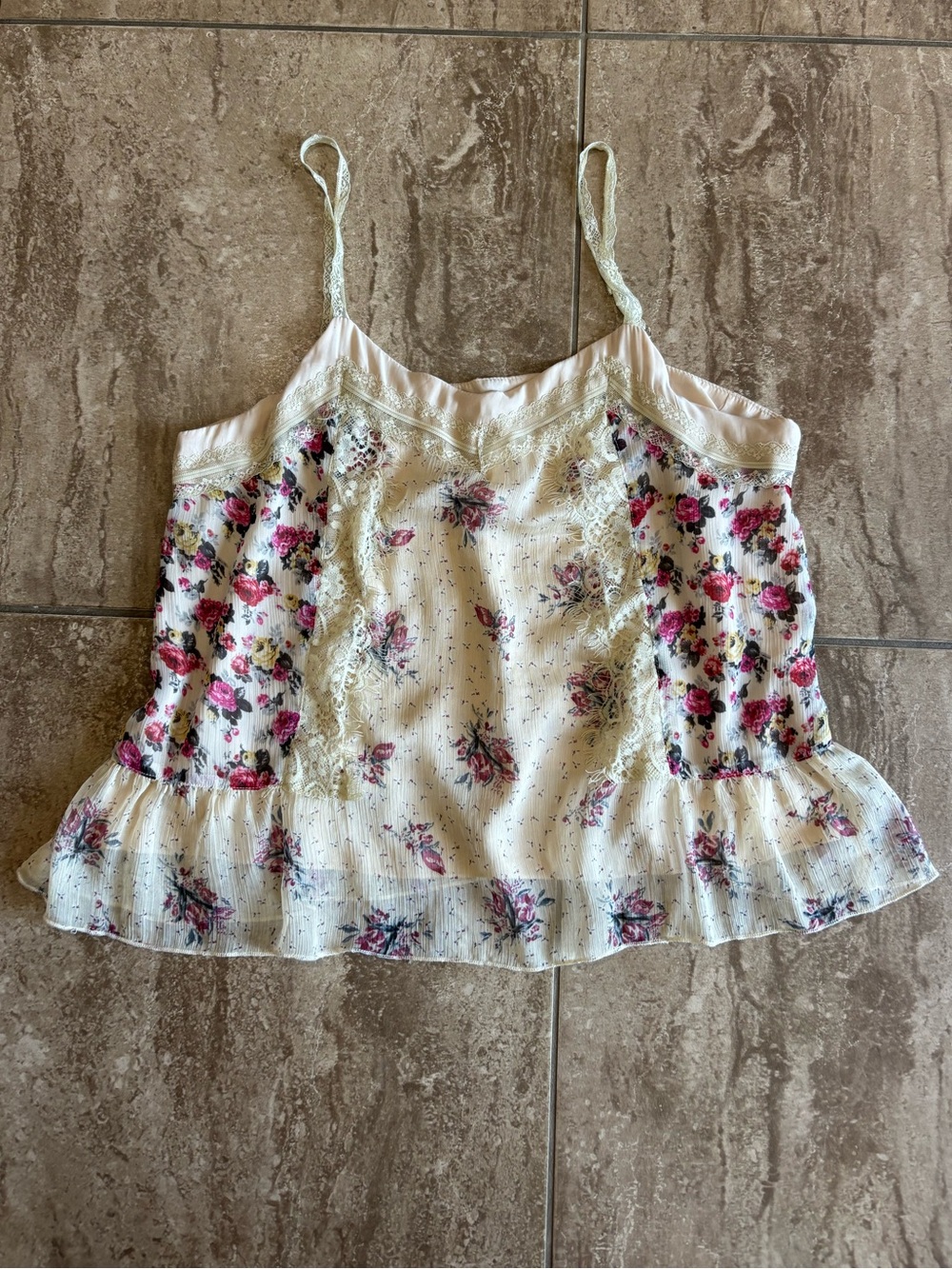 POL floral fairy whimsy lace white and pink cami